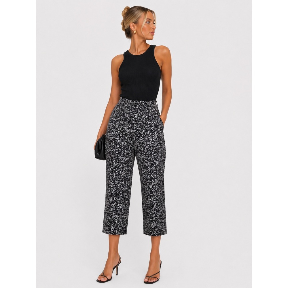 Stehmann Black White Geometric Print Pull On Pants US 12 L NWT NEW